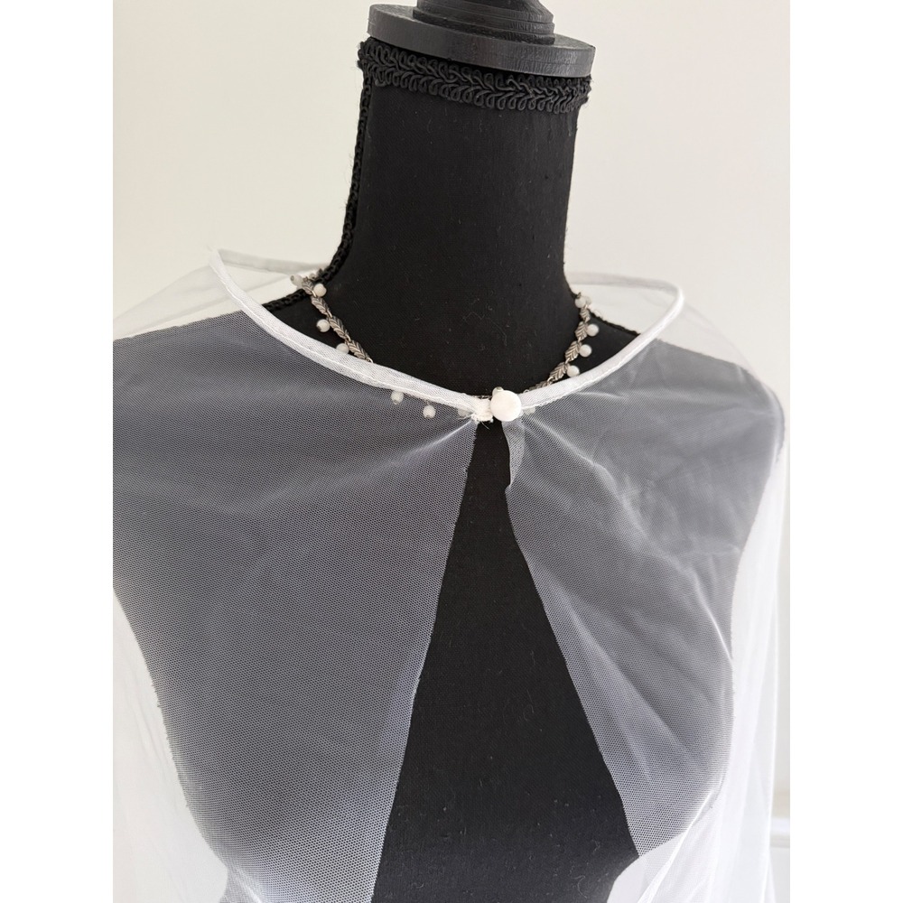 Cathedral Length veil‎ Floral Lace Appliqué Bridal Cape White Tulle 110" long - Picture 3 of 6